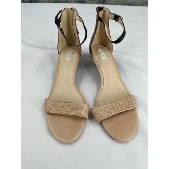 Cole Haan Genevieve Weave Wedge Sandals Size 9.5B Tan Brown Leather