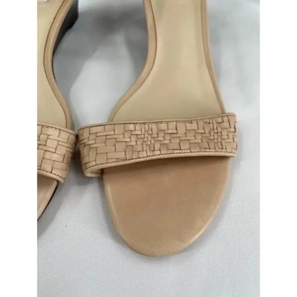 Cole Haan Genevieve Weave Wedge Sandals Size 9.5B Tan Brown Leather