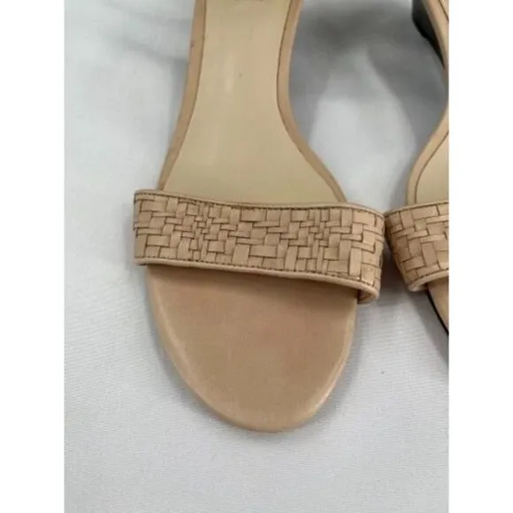 Cole Haan Genevieve Weave Wedge Sandals Size 9.5B Tan Brown Leather