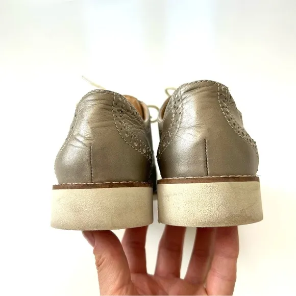 Cole Haan Gold Metallic Shimmer Oxford Wingtip Loafer Lace-Up Shoes