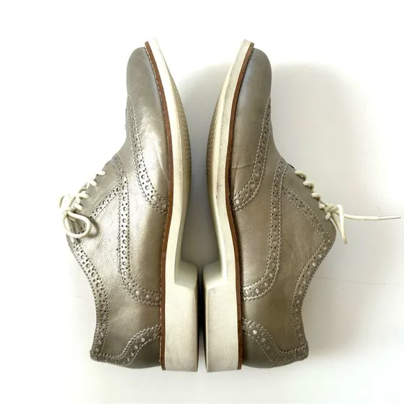 Cole Haan Gold Metallic Shimmer Oxford Wingtip Loafer Lace-Up Shoes