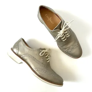 Cole Haan Gold Metallic Shimmer Oxford Wingtip Loafer Lace-Up Shoes
