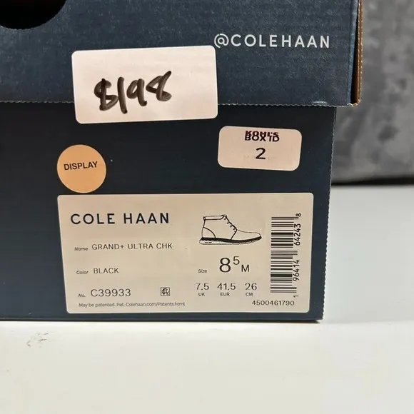 Cole Haan Grand Ultra Chukka Dress Ankle Boots Black Leather‎ Mens 8.5 M New