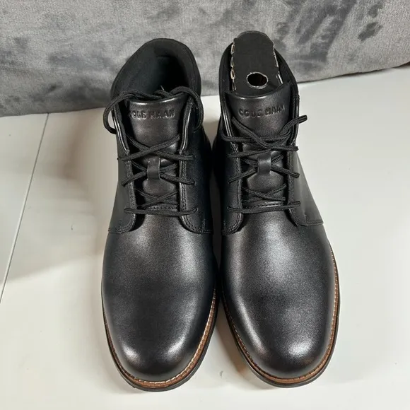 Cole Haan Grand Ultra Chukka Dress Ankle Boots Black Leather‎ Mens 8.5 M New