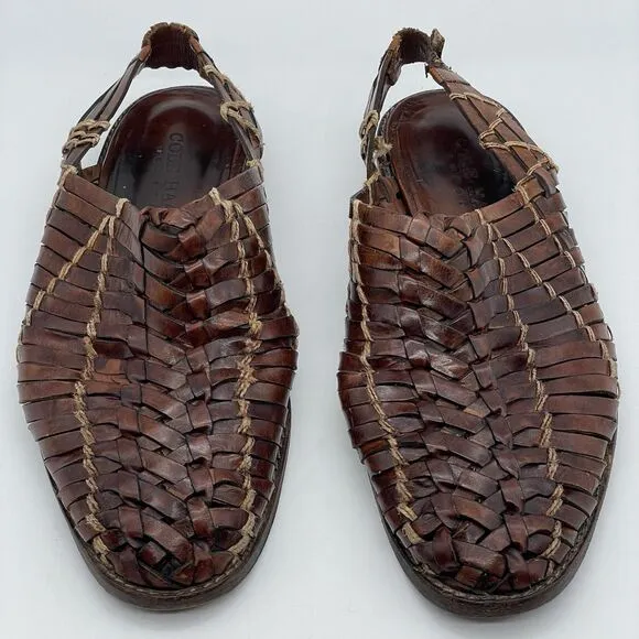 Cole Haan Huarache Woven Slingback Sandals Men's Size 11M Brown Leather Slip On