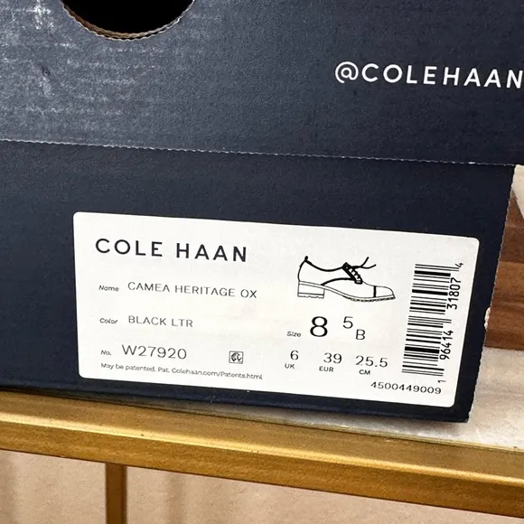 Cole Haan‎ NWB size 8.5b black Camea Oxford shoes
