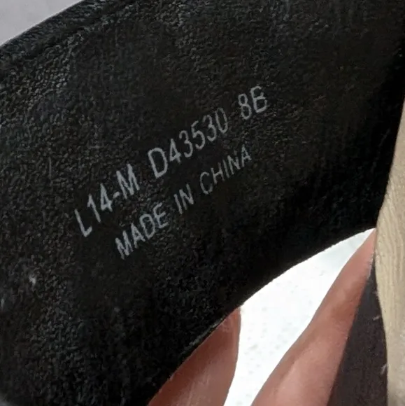 Cole Haan Ravenna 8 black leather slingback wedge .5&quot;-2.5&quot; woven platform heels