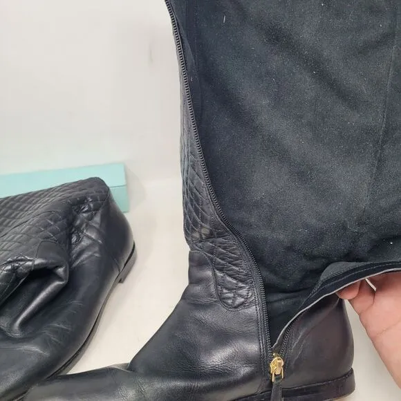 Cole Haan Rigby Riding Boots Quilted Leather Black Womens Sz 8.5 B Style W02401