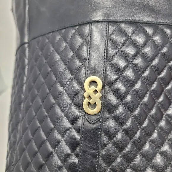 Cole Haan Rigby Riding Boots Quilted Leather Black Womens Sz 8.5 B Style W02401