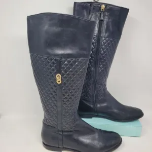 Cole Haan Rigby Riding Boots Quilted Leather Black Womens Sz 8.5 B Style W02401