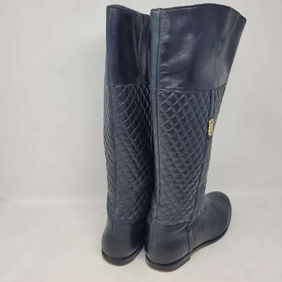 Cole Haan Rigby Riding Boots Quilted Leather Black Womens Sz 8.5 B Style W02401