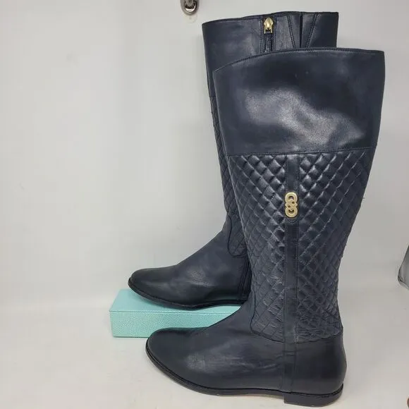 Cole Haan Rigby Riding Boots Quilted Leather Black Womens Sz 8.5 B Style W02401