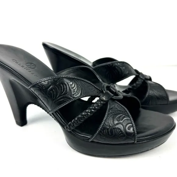 Cole Haan Shoes | Cole Haan Kenna Tooled Braided Slides Black Leather Women’s 6