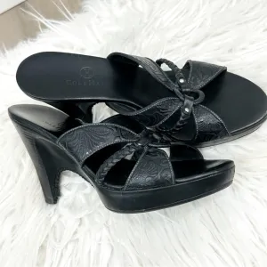 Cole Haan Shoes | Cole Haan Kenna Tooled Braided Slides Black Leather Women’s 6