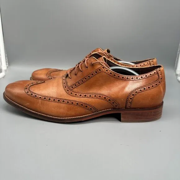 Cole Haan Williams Men's 13 Brown Leather Lace-Up Low Top Wingtip Oxford Shoes