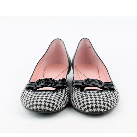 COLE HAAN Women's 7.5 B - Black &amp; whited hounds tooth fabric ballet flats shoes