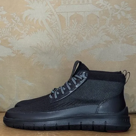 Cole Haan Zerogrand Black Knit High-Top Sneakers 8 Shoes