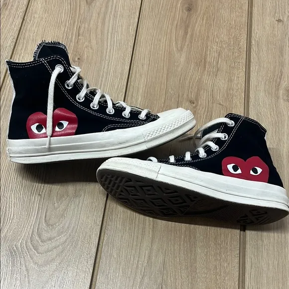 Comme des Garcons PLAY Black and White Athletic Shoes