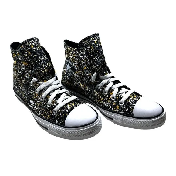 Converse All Star High Top Sneakers Mens 8 Canvas Paint Splatter A00468F NEW