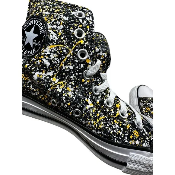 Converse All Star High Top Sneakers Mens 8 Canvas Paint Splatter A00468F NEW