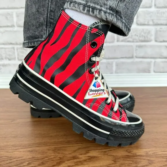 ⭐Converse All Star Lugged 2.0 High Top Sz 7.5 Womens Shoes Red/Black A12843C New