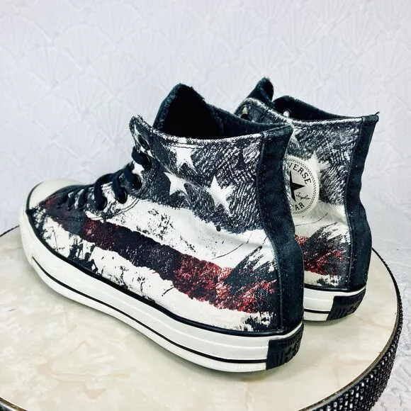 Converse American Flag High Top Sneakers Mens 12 White Blue Streetwear Y2K Shoes
