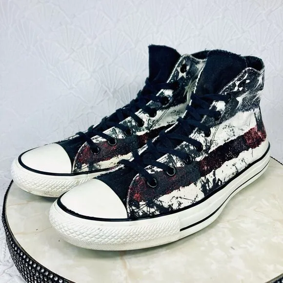 Converse American Flag High Top Sneakers Mens 12 White Blue Streetwear Y2K Shoes