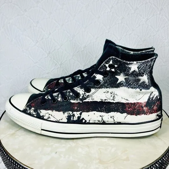 Converse American Flag High Top Sneakers Mens 12 White Blue Streetwear Y2K Shoes
