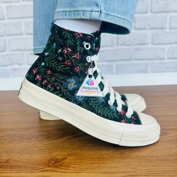 ❤️❤️❤️Converse Chuck 70 Floral Tapestry Hi 7.5 Womens Shoes Black Floral A11990C