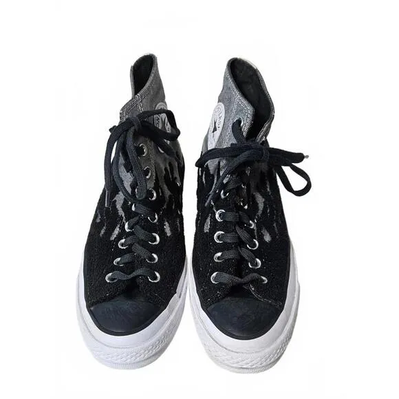 Converse Chuck 70 Men's All Star Hi-Top Sneakers Gray/Black Flames Size 6.5