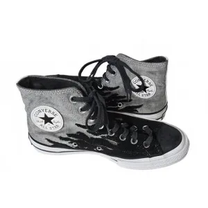 Converse Chuck 70 Men's All Star Hi-Top Sneakers Gray/Black Flames Size 6.5