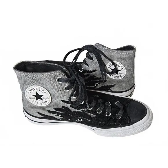 Converse Chuck 70 Men's All Star Hi-Top Sneakers Gray/Black Flames Size 6.5