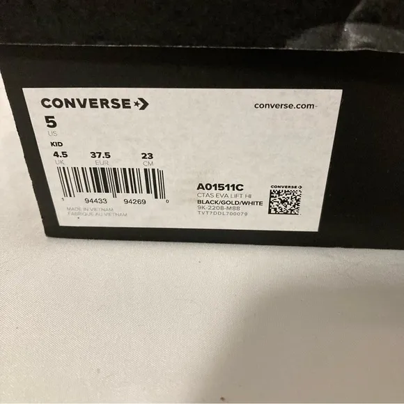 Converse Chuck Taylor All Star Eva Lift &quot;Butterfly Shine&quot; Shoes Size 5 NO LACES