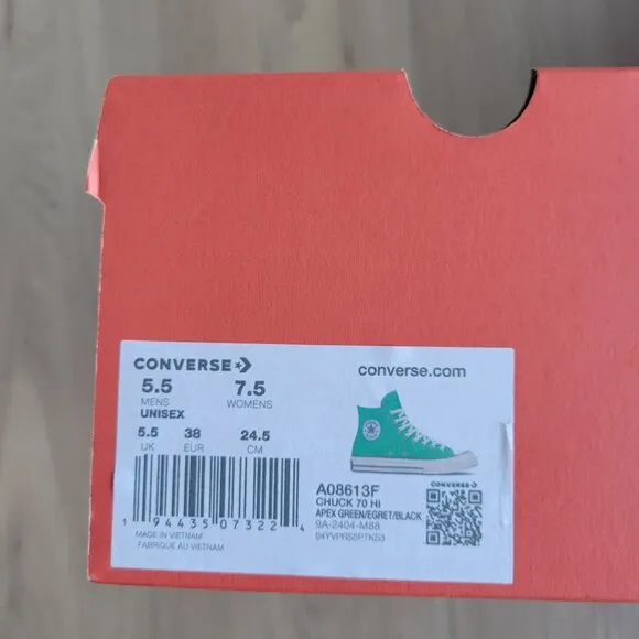 ⭐Converse Chuck Taylor All Star Hi Canvas Sz 7.5 Womens Shoes Apex Green A08613F