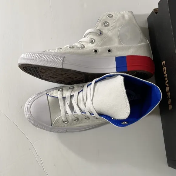 Converse Chuck Taylor All Star Hi Unisex Shoes White-Red-Blue *