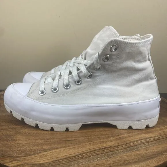 Converse Chuck Taylor All Star Womens Triple White Size 9 Lugged High Top Shoes