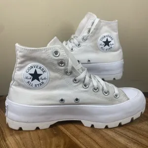 Converse Chuck Taylor All Star Womens Triple White Size 9 Lugged High Top Shoes