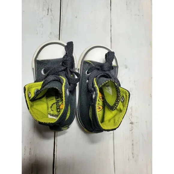Converse Chuck Taylor High Top Shoes Infant Size 3 Dr. Seuss The Grinch Black