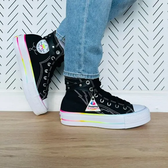 ❤️❤️Converse Chuck Taylor Lift Platform Pride Sz 10.5 Women Shoes Black A10218C