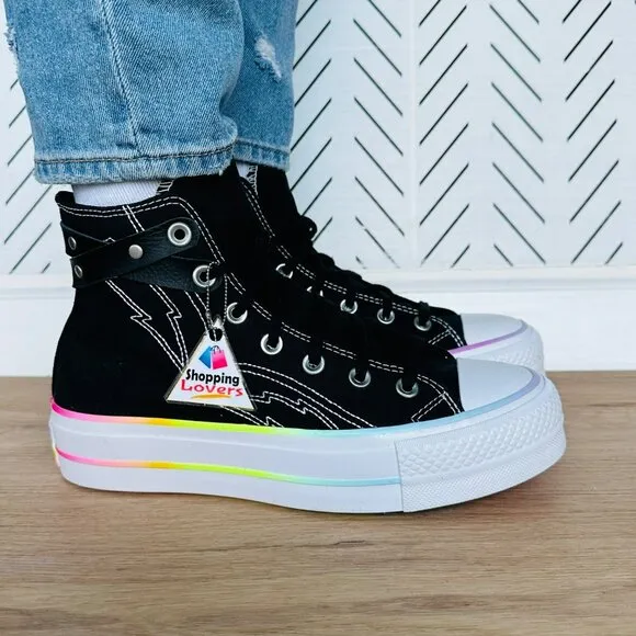 ❤️❤️Converse Chuck Taylor Lift Platform Pride Sz 10.5 Women Shoes Black A10218C