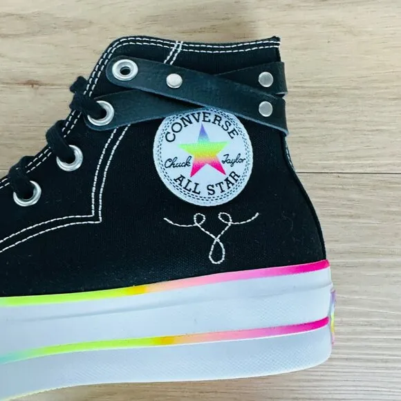 ❤️❤️Converse Chuck Taylor Lift Platform Pride Sz 10.5 Women Shoes Black A10218C