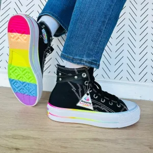 ❤️❤️Converse Chuck Taylor Lift Platform Pride Sz 10.5 Women Shoes Black A10218C