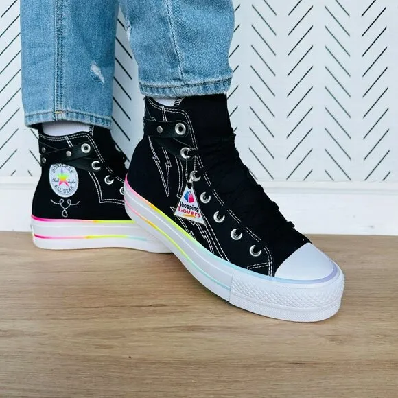 ❤️❤️Converse Chuck Taylor Lift Platform Pride Sz 10.5 Women Shoes Black A10218C