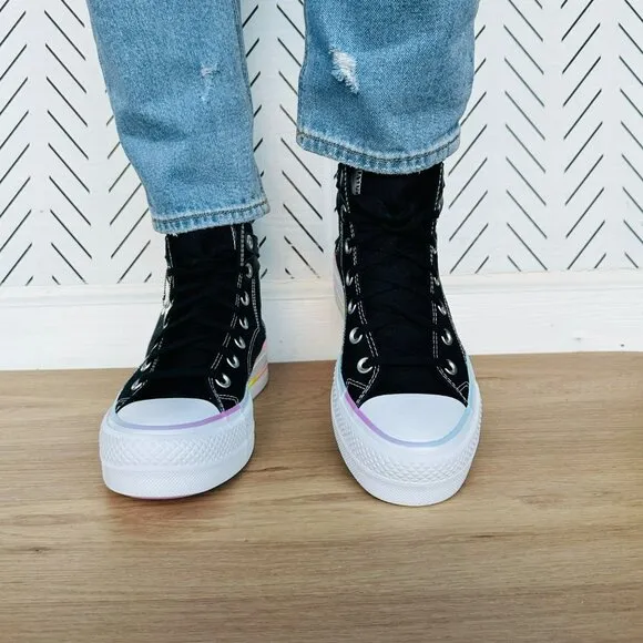 ❤️❤️Converse Chuck Taylor Lift Platform Pride Sz 10.5 Women Shoes Black A10218C