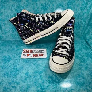 Converse Chuck 70 Hi Paint Splatter Men’s Black High Top Shoes Sneakers