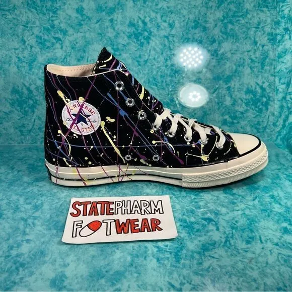 Converse Chuck 70 Hi Paint Splatter Men’s Black High Top Shoes Sneakers