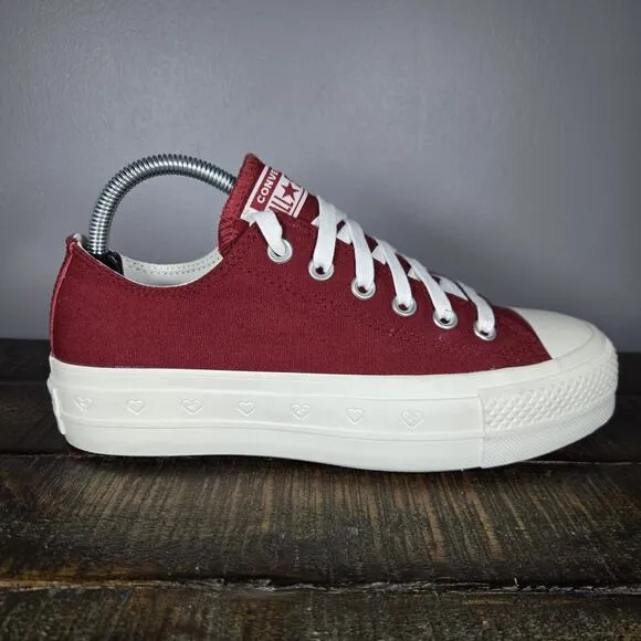 Converse CTAS Lift Heart Valentine's Day Womens 8 Shoes Park Red A13653C