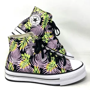 Converse Ctas Lift Platform Shoes Women Kids Pink Black Canvas High Top A01201C