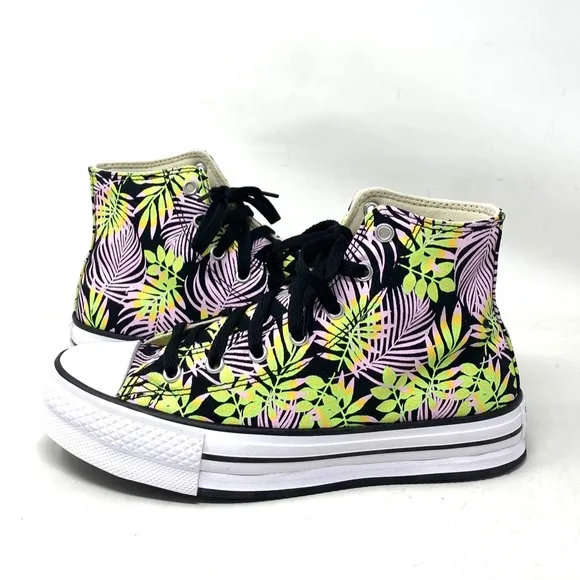 Converse Ctas Lift Platform Shoes Women Kids Pink Black Canvas High Top A01201C