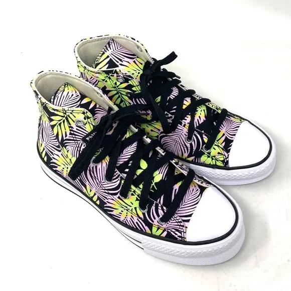 Converse Ctas Lift Platform Shoes Women Kids Pink Black Canvas High Top A01201C
